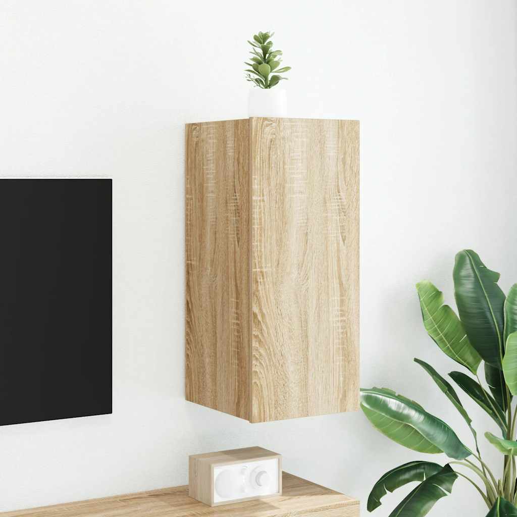 Zidni TV ormarić s LED svjetlima boja hrasta 30,5 x 35 x 70 cm