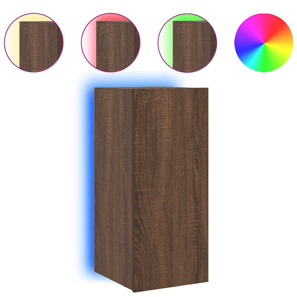 Zidni TV ormarić s LED svjetlima boja hrasta 30,5 x 35 x 70 cm