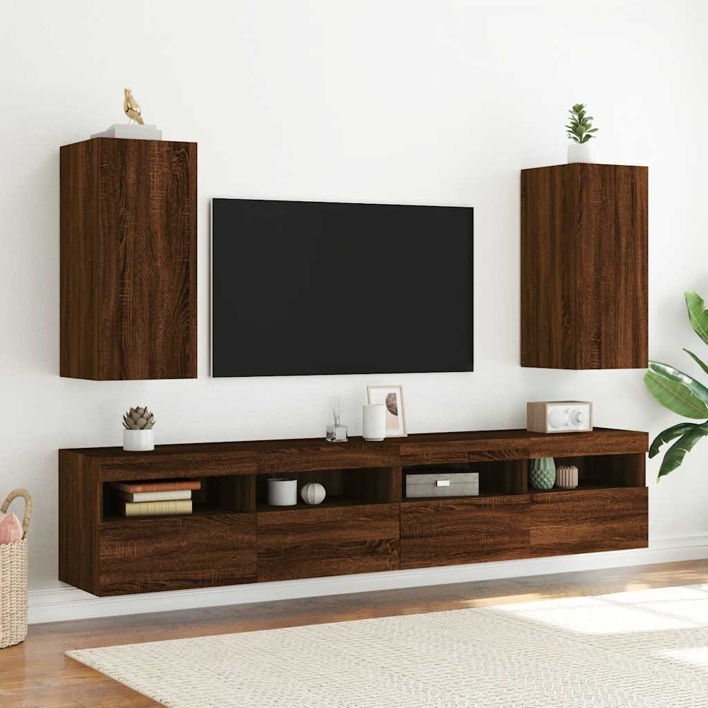 Zidni TV ormarić s LED svjetlima boja hrasta 30,5 x 35 x 70 cm