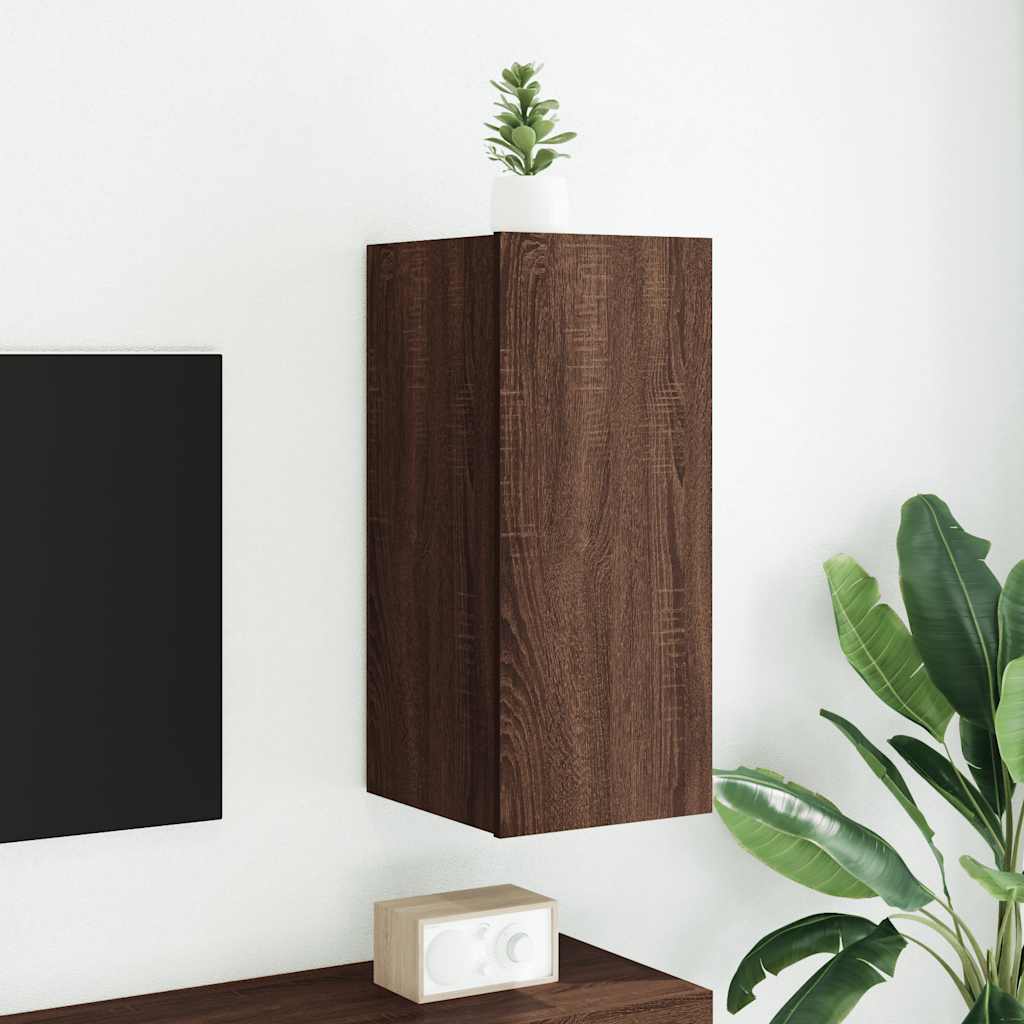 Zidni TV ormarić s LED svjetlima boja hrasta 30,5 x 35 x 70 cm