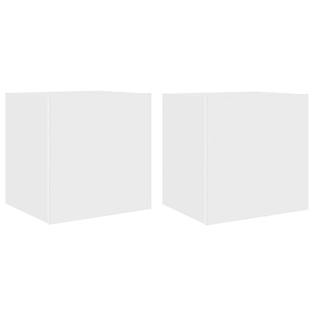 Zidni TV ormarići s LED svjetlima 2 kom bijeli 40,5x35x40 cm