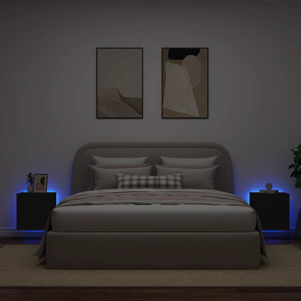 Zidni TV ormarići s LED svjetlima 2 kom crni 40,5 x 35 x 40 cm