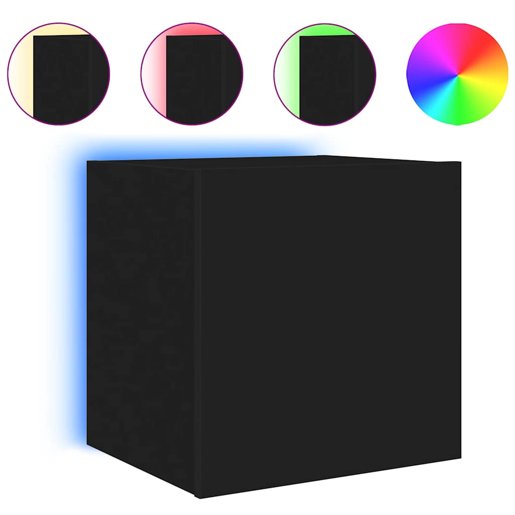 Zidni TV ormarići s LED svjetlima 2 kom crni 40,5 x 35 x 40 cm