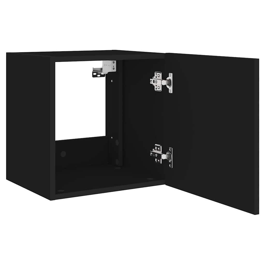 Zidni TV ormarići s LED svjetlima 2 kom crni 40,5 x 35 x 40 cm