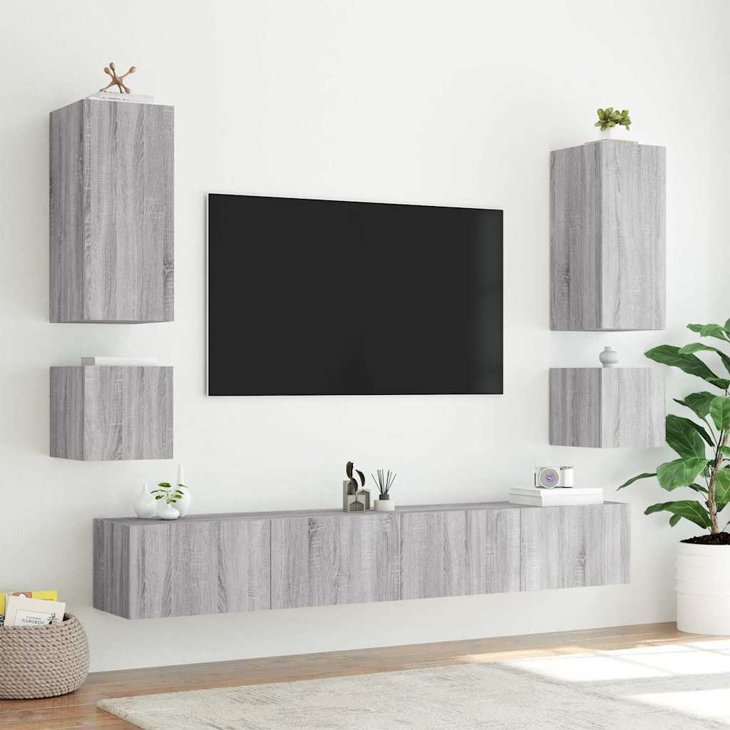 Zidni TV ormarići LED 2 kom siva boja hrasta 40,5 x 35 x 40 cm