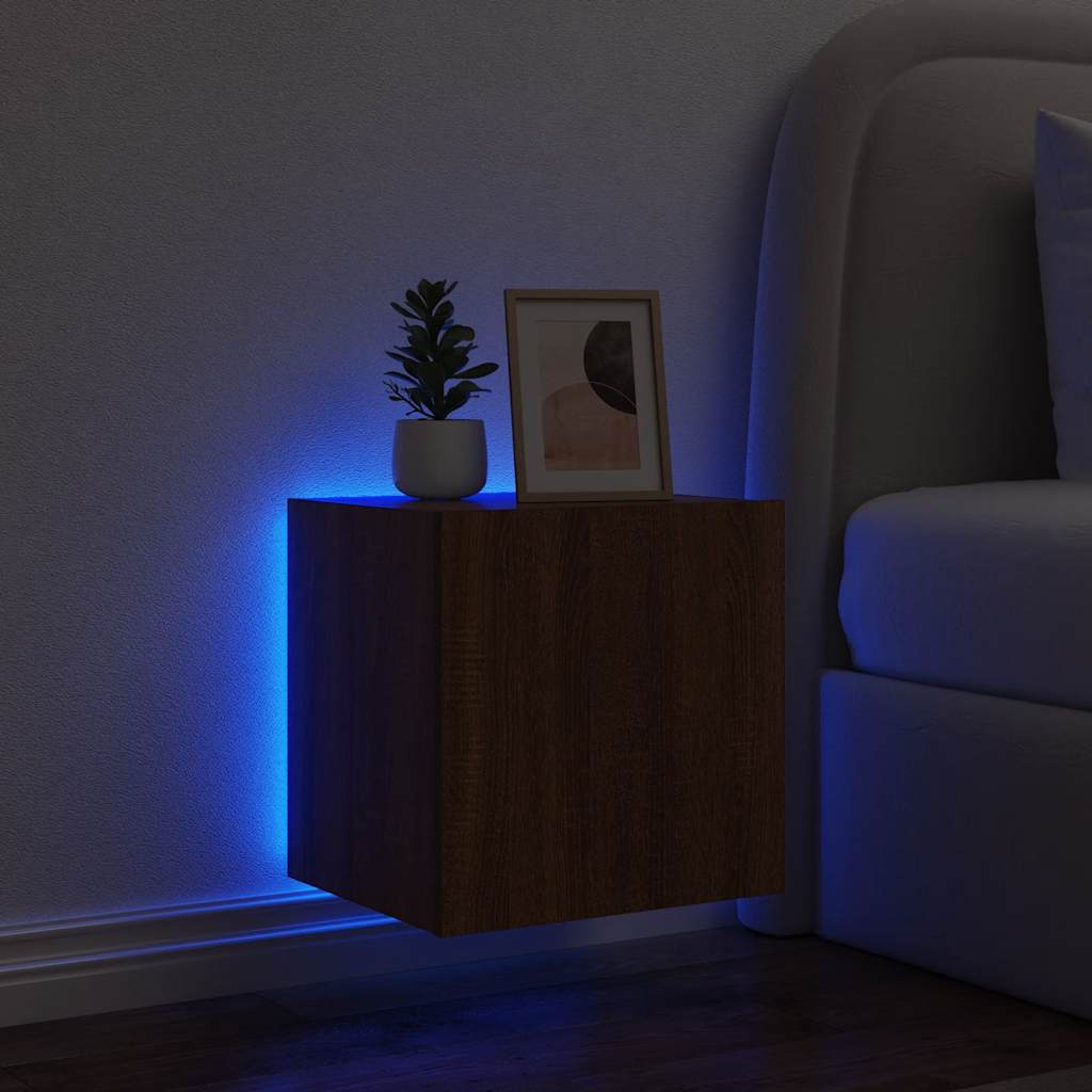 Zidni TV ormarić s LED svjetlima boja hrasta 40,5 x 35 x 40 cm