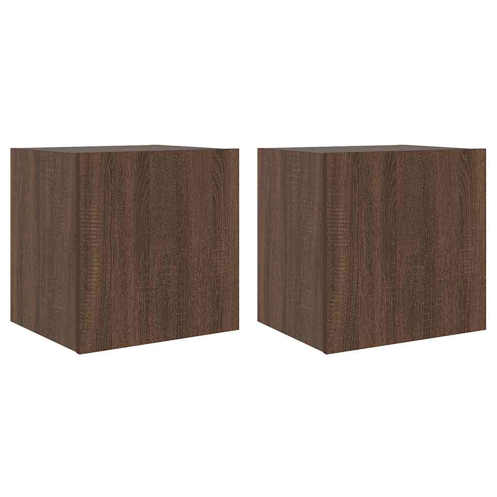 Zidni TV ormarići LED 2 kom smeđa boja hrasta 40,5 x 35 x 40 cm
