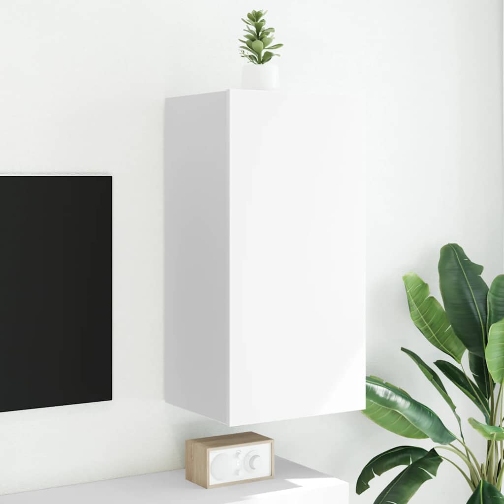 Zidni TV ormarić s LED svjetlima bijeli 40,5 x 35 x 80 cm