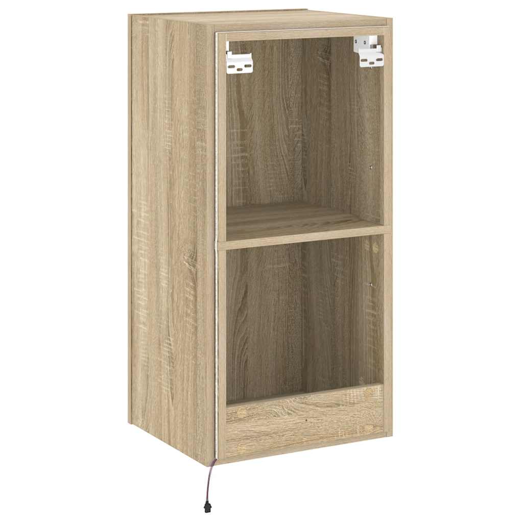 Zidni TV ormarić s LED svjetlima boja hrasta 40,5x35x80 cm