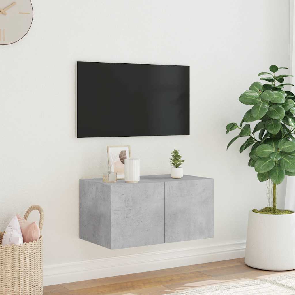 TV ormarić s LED svjetlima siva boja betona 60x35x31 cm