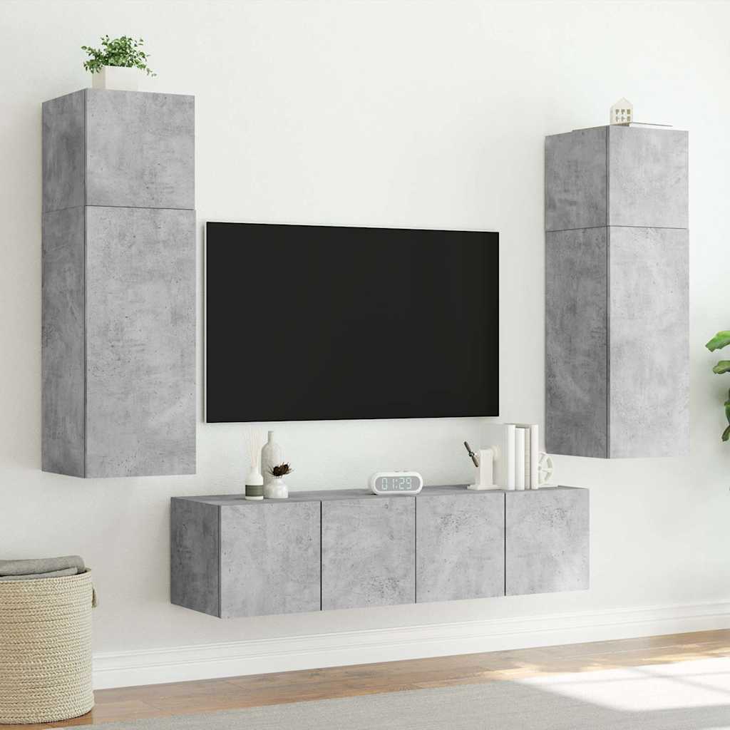 TV ormarić s LED svjetlima siva boja betona 60x35x31 cm