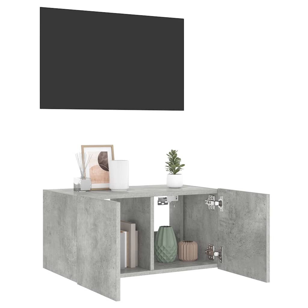 TV ormarić s LED svjetlima siva boja betona 60x35x31 cm