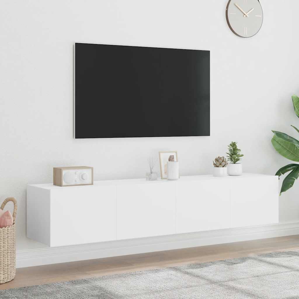 Zidni TV ormarići s LED svjetlima 2 kom bijeli 80x35x31 cm