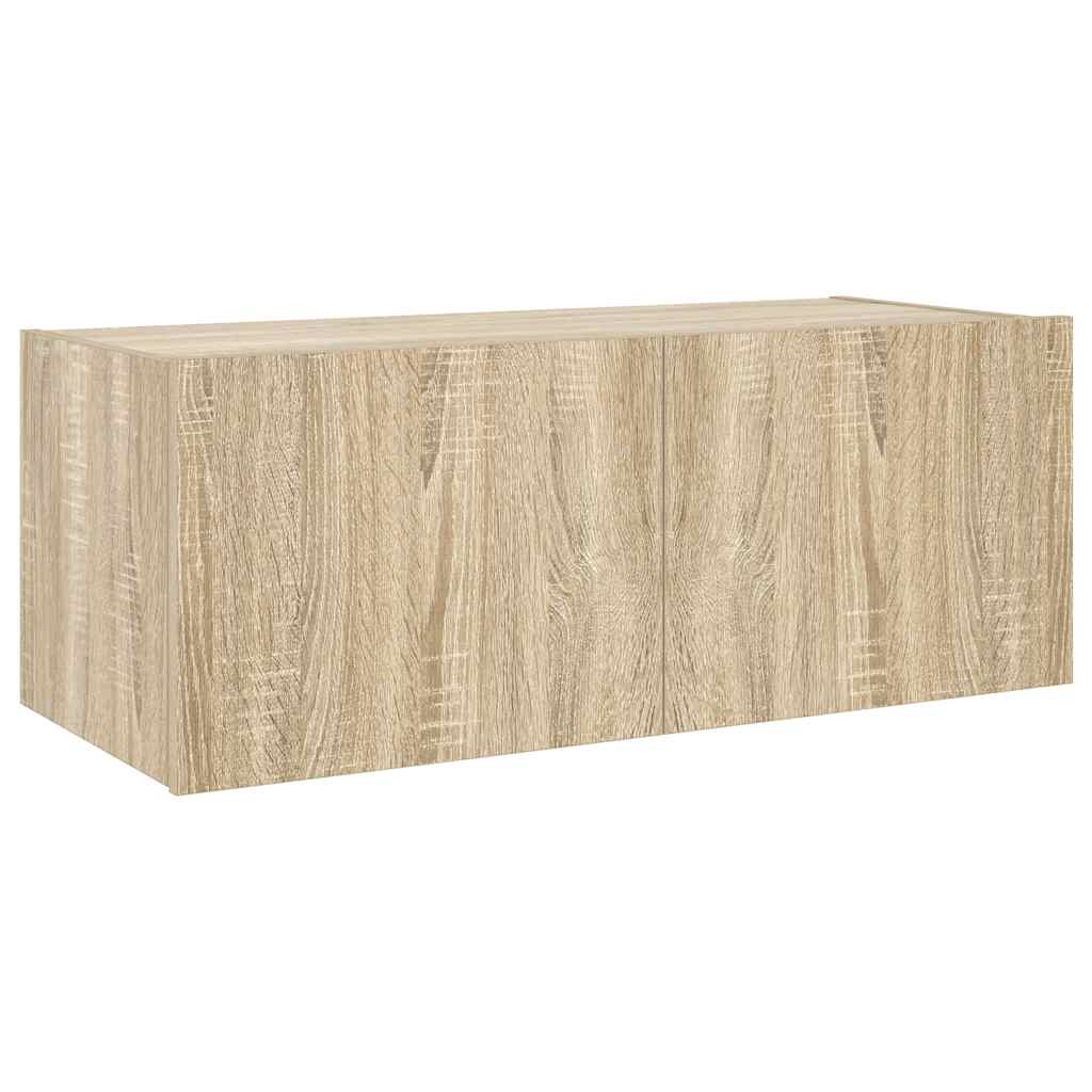 Zidni TV ormarić s LED svjetlima boja hrasta 80x35x31 cm