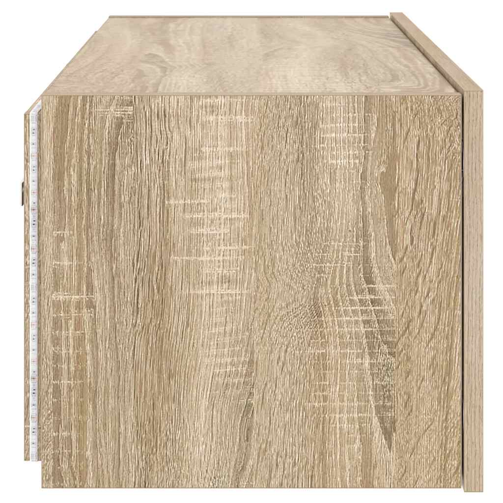 Zidni TV ormarić s LED svjetlima boja hrasta 80x35x31 cm