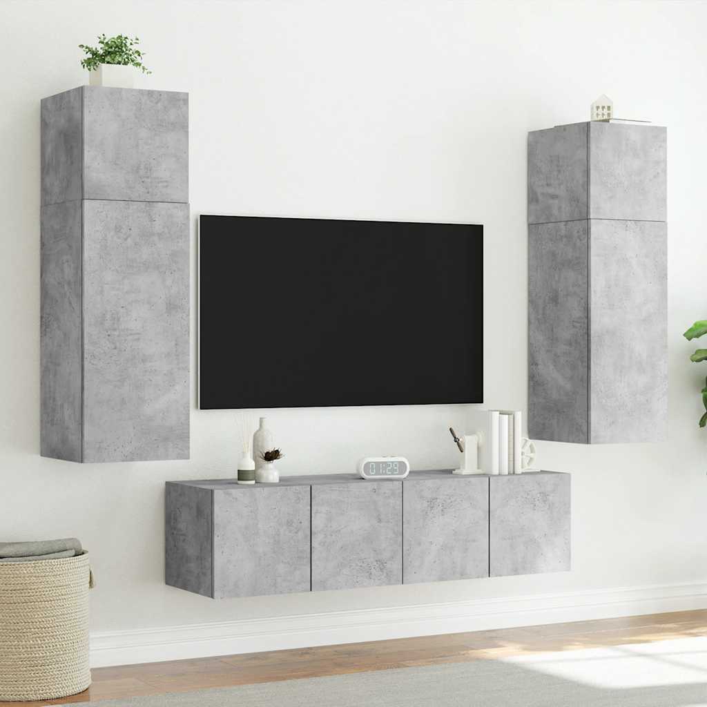 TV ormarić s LED svjetlima siva boja betona 80x35x31 cm