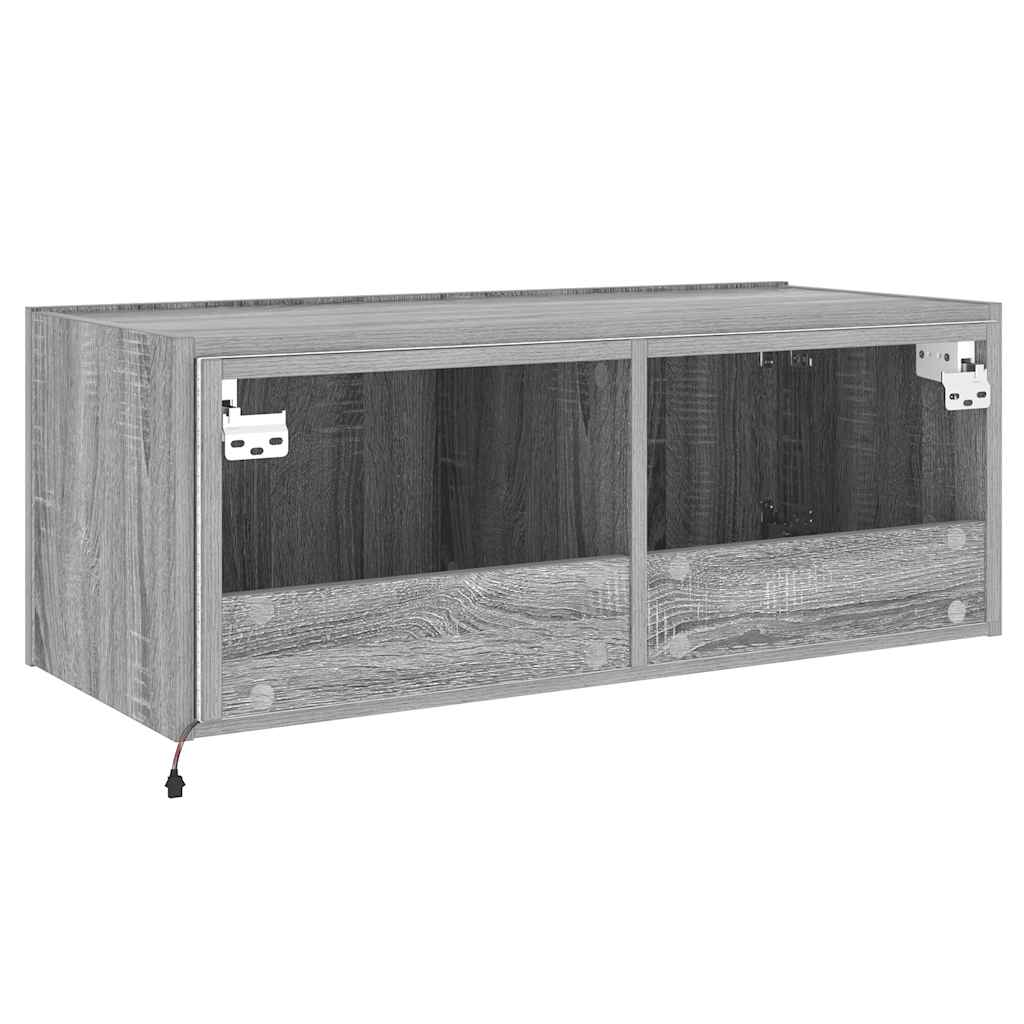 Zidni TV ormarić s LED svjetlima boja hrasta 80x35x31 cm