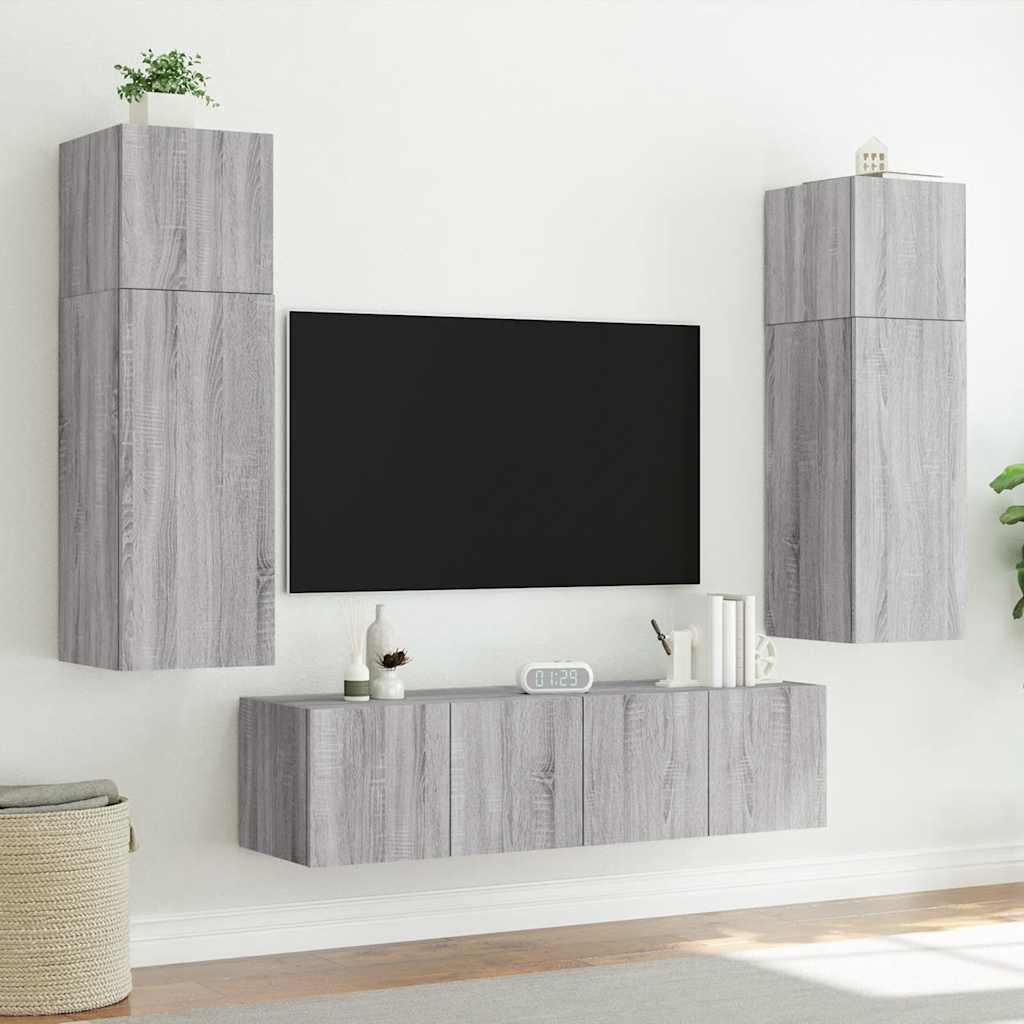 Zidni TV ormarići LED 2 kom siva boja hrasta 80x35x31 cm