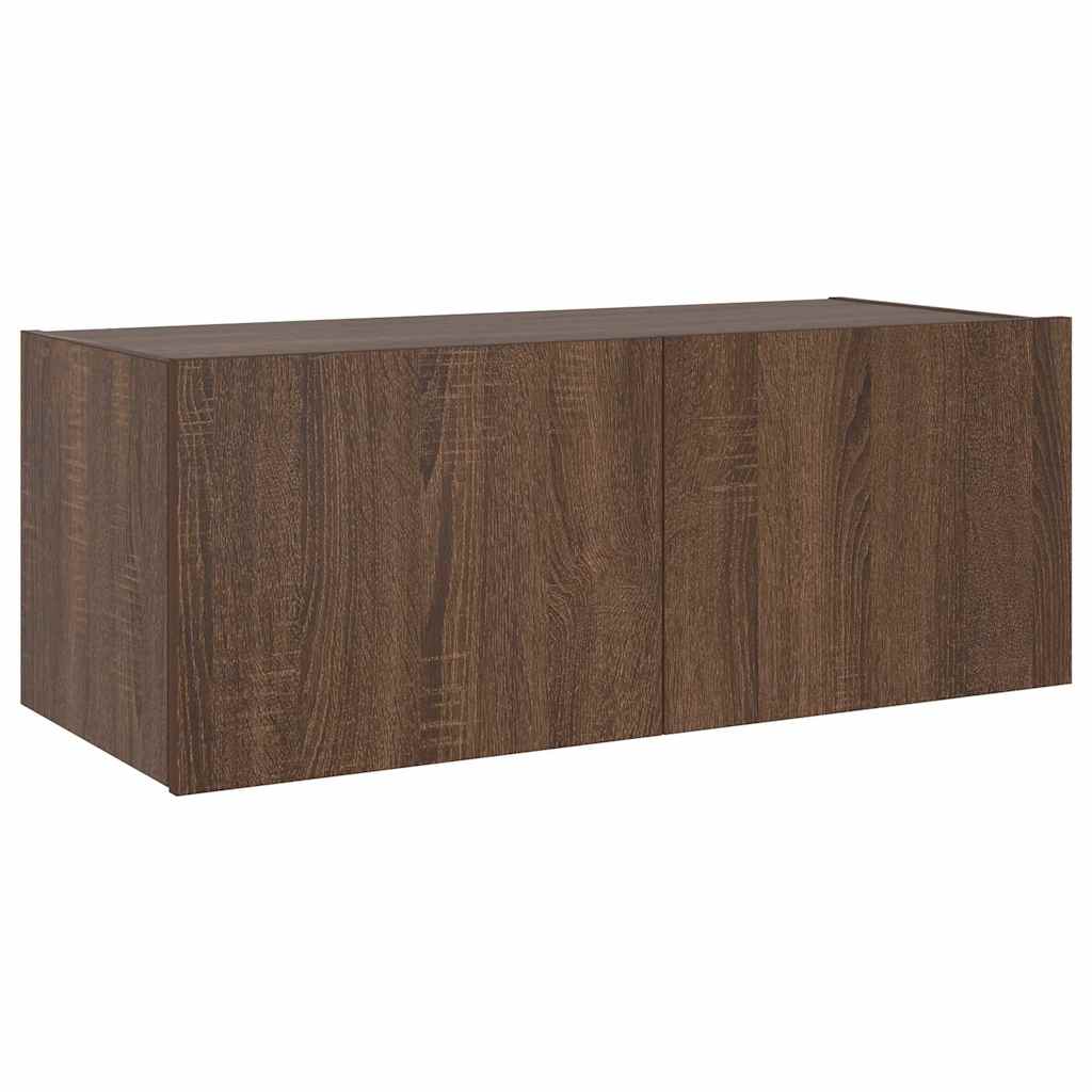 Zidni TV ormarić s LED svjetlima boja hrasta 80x35x31 cm