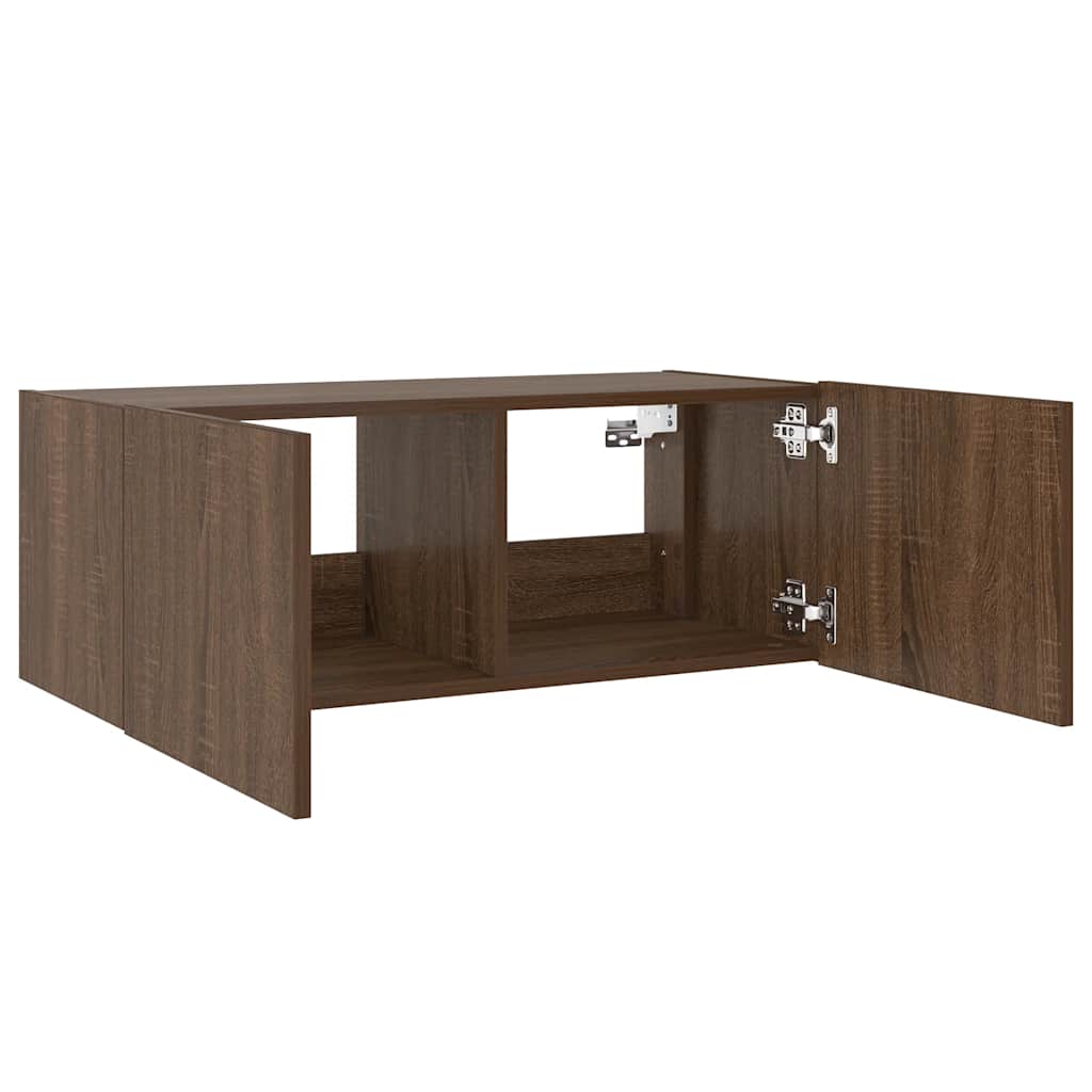 Zidni TV ormarić s LED svjetlima boja hrasta 80x35x31 cm