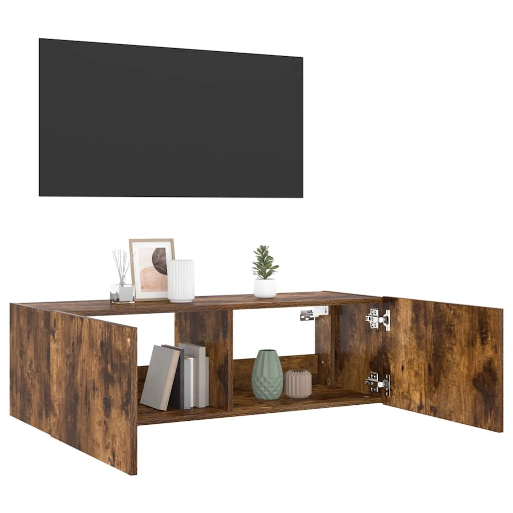 Zidni TV ormarić s LED svjetlima boja hrasta 100 x 35 x 31 cm