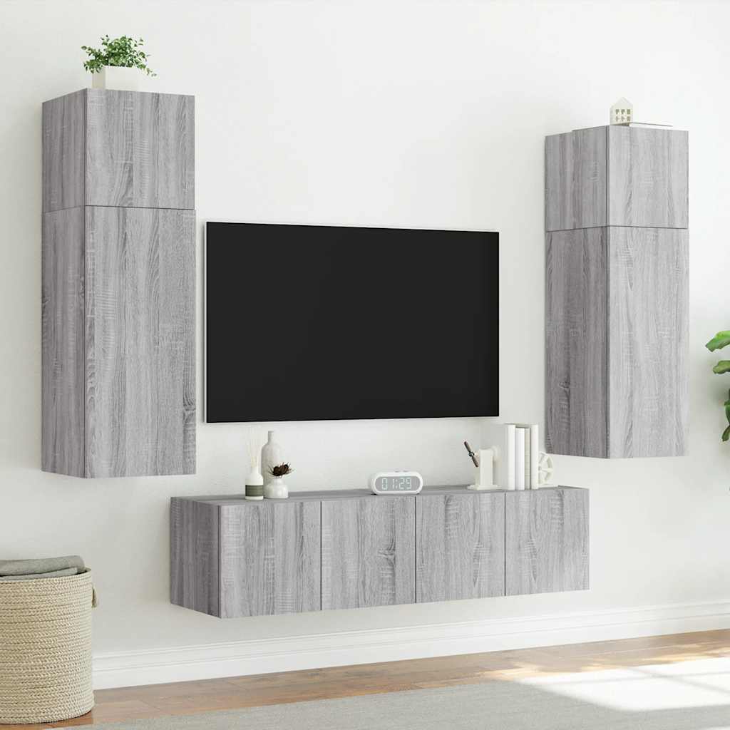 Zidni TV ormarići LED 2 kom siva boja hrasta 60x35x41 cm
