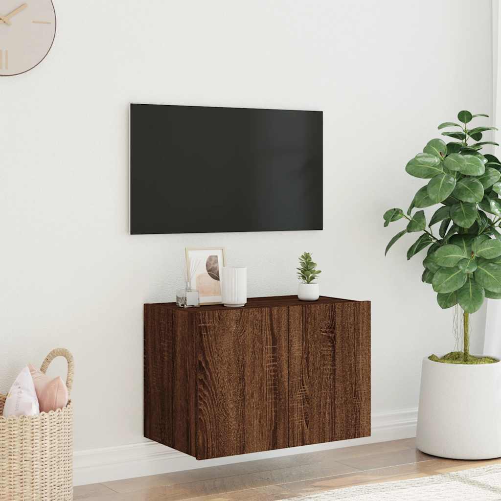 Zidni TV ormarić s LED svjetlima boja hrasta 60x35x41 cm