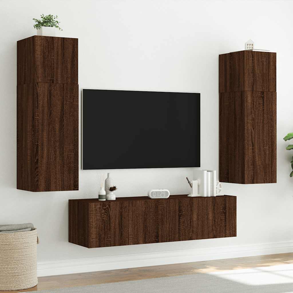Zidni TV ormarić s LED svjetlima boja hrasta 60x35x41 cm