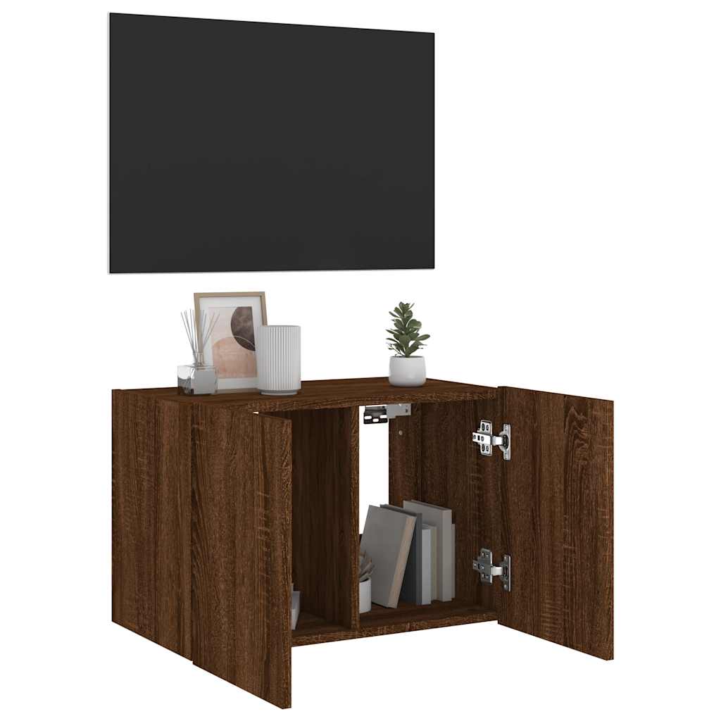 Zidni TV ormarić s LED svjetlima boja hrasta 60x35x41 cm