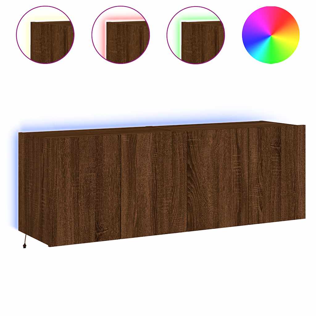Zidni TV ormarići LED 2 kom smeđa boja hrasta 60x35x41 cm