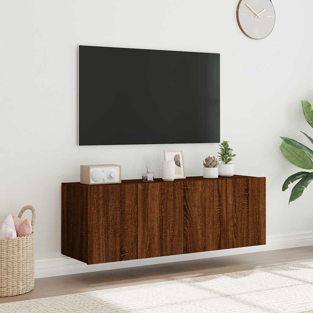 Zidni TV ormarići LED 2 kom smeđa boja hrasta 60x35x41 cm
