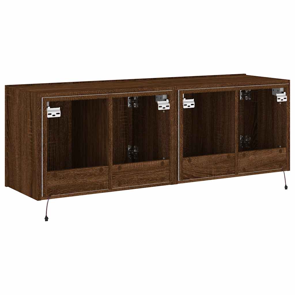 Zidni TV ormarići LED 2 kom smeđa boja hrasta 60x35x41 cm
