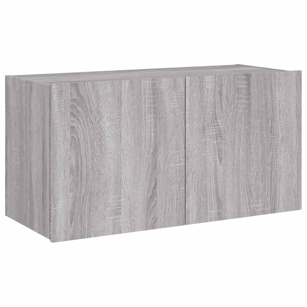 Zidni TV ormarić s LED svjetlima boja hrasta 80x35x41 cm