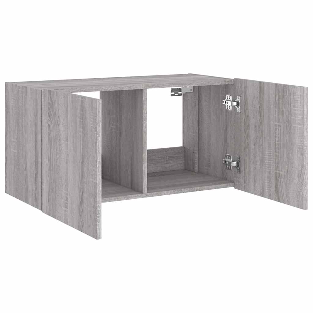 Zidni TV ormarić s LED svjetlima boja hrasta 80x35x41 cm