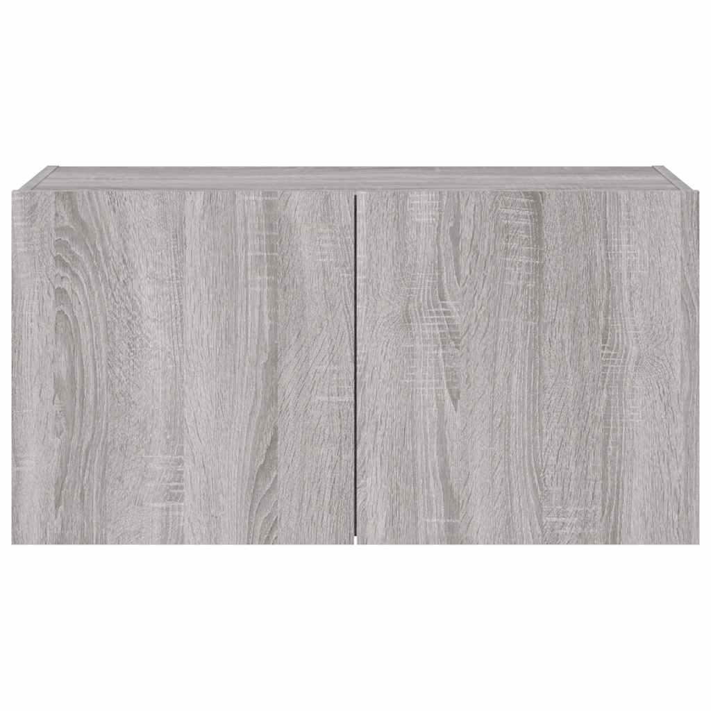 Zidni TV ormarić s LED svjetlima boja hrasta 80x35x41 cm