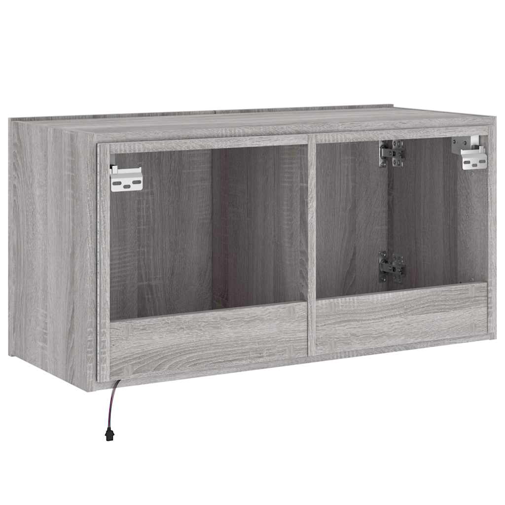 Zidni TV ormarić s LED svjetlima boja hrasta 80x35x41 cm