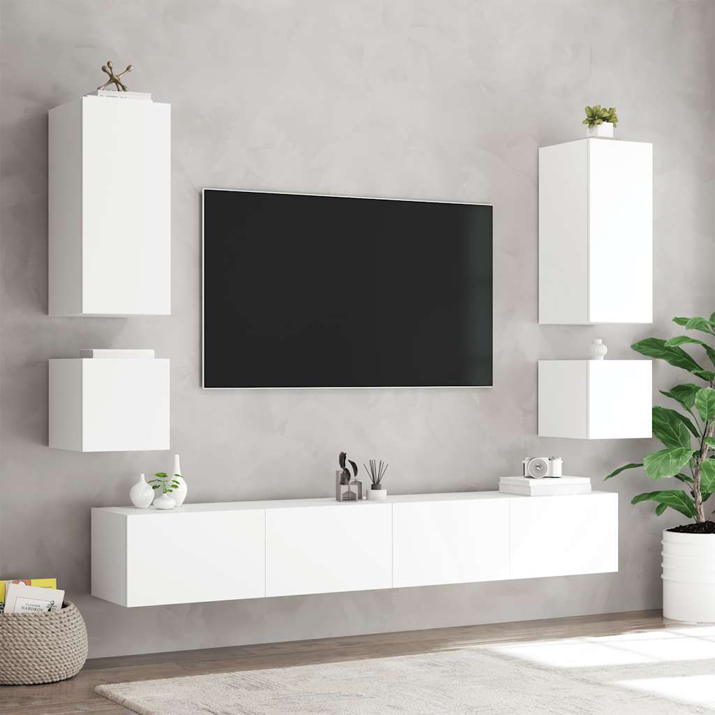 Zidni TV ormarić s LED svjetlima bijeli 100 x 35 x 41 cm