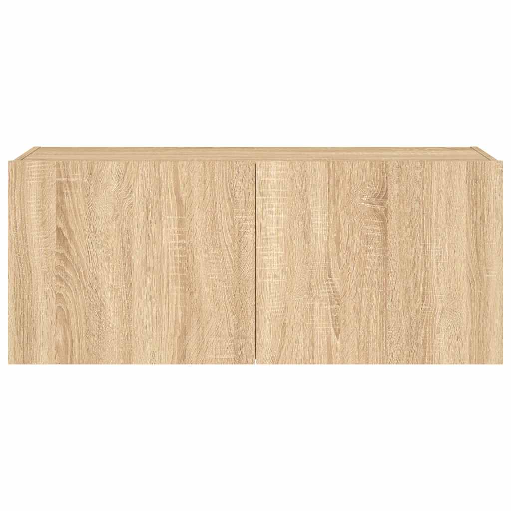 Zidni TV ormarić s LED svjetlima boja hrasta 100 x 35 x 41 cm