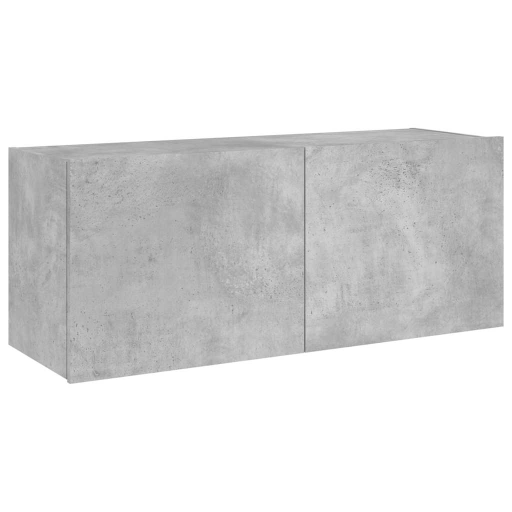 Zidni TV ormarić s LED svjetlima siva boja betona 100x35x41 cm