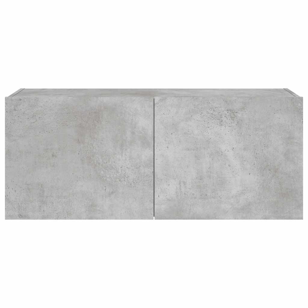 Zidni TV ormarić s LED svjetlima siva boja betona 100x35x41 cm