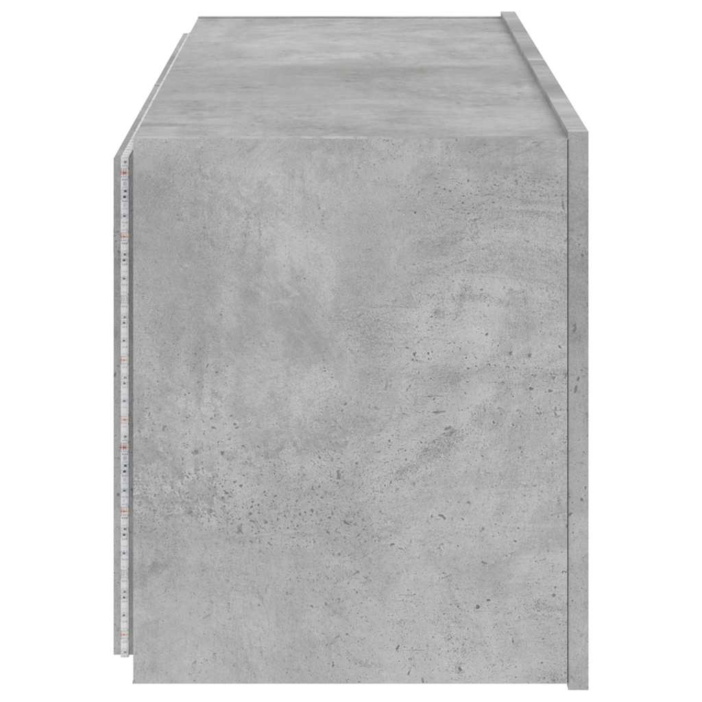 Zidni TV ormarić s LED svjetlima siva boja betona 100x35x41 cm