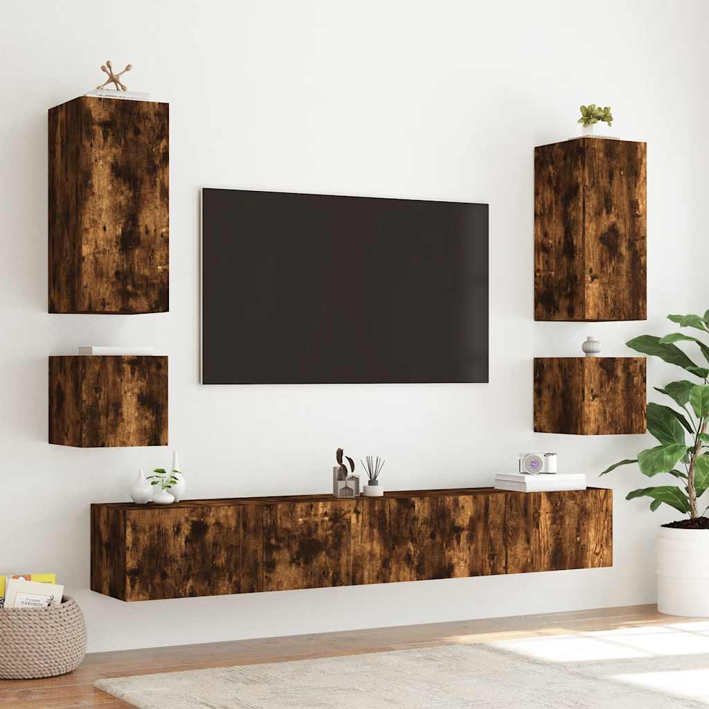 Zidni TV ormarić s LED svjetlima boja hrasta 100 x 35 x 41 cm