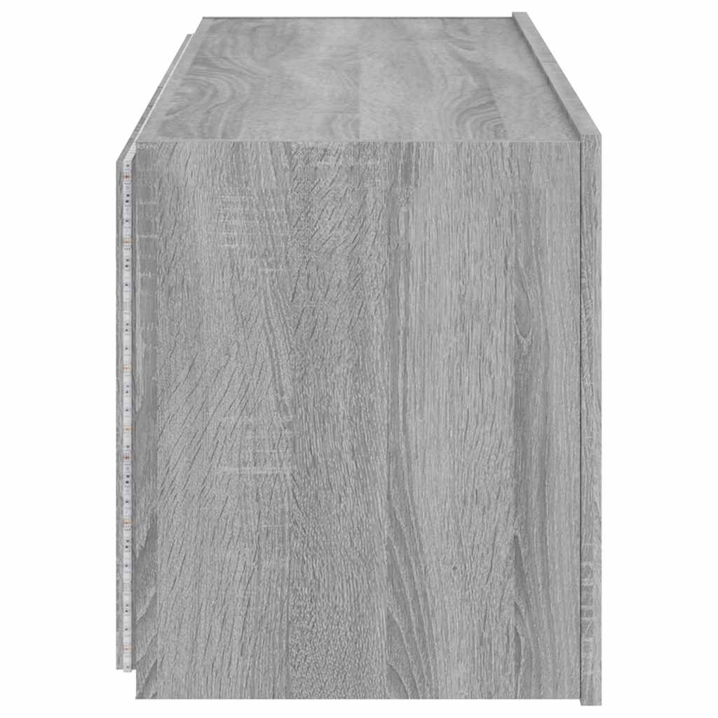 Zidni TV ormarić s LED svjetlima siva boja hrasta 100x35x41 cm