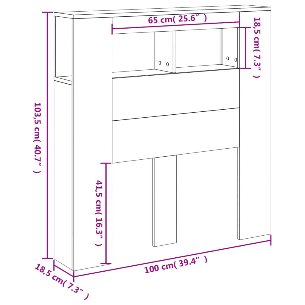 LED uzglavlje crno 100x18,5x103,5 cm konstruirano drvo