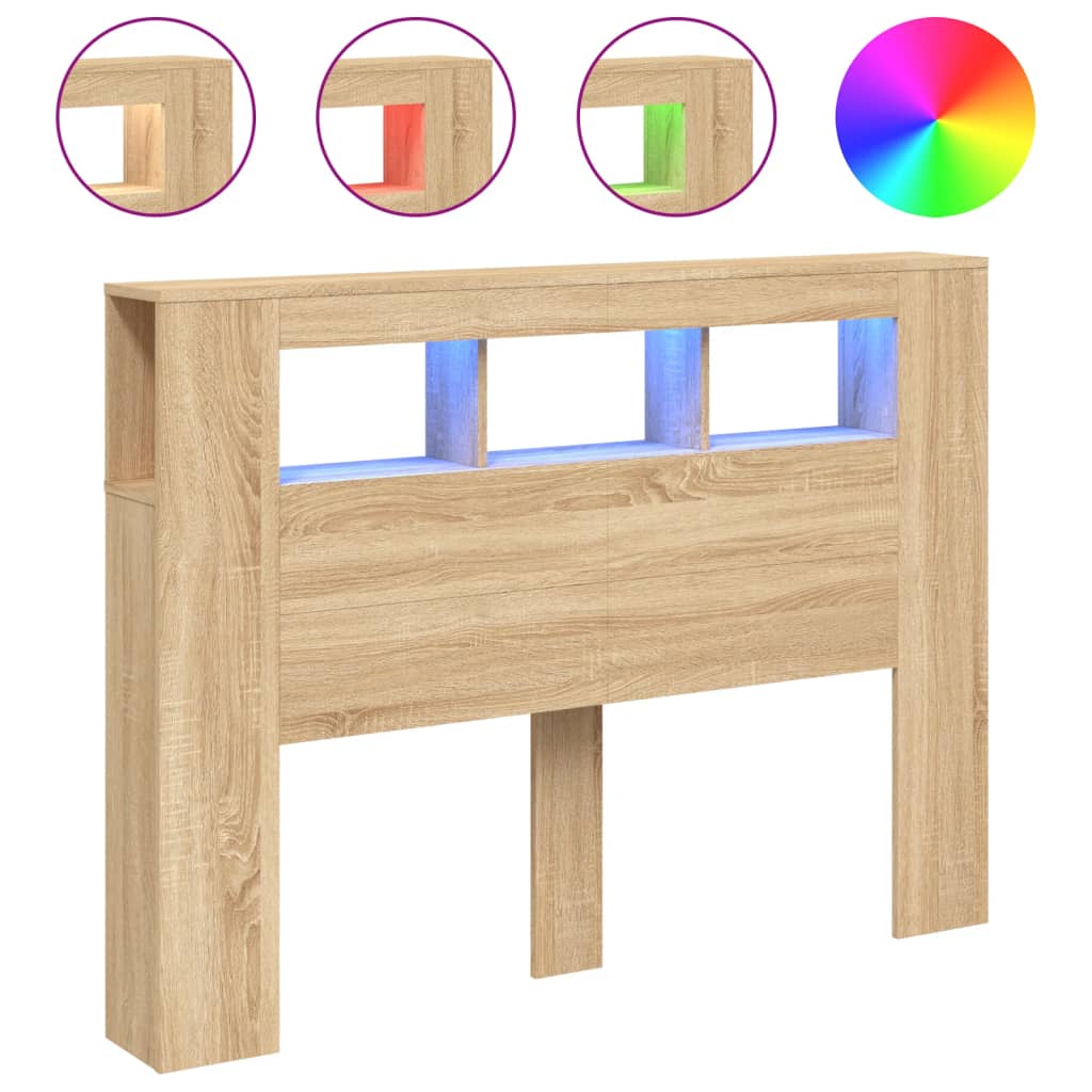 LED uzglavlje boja hrasta sonome 140x18,5x103,5 cm
