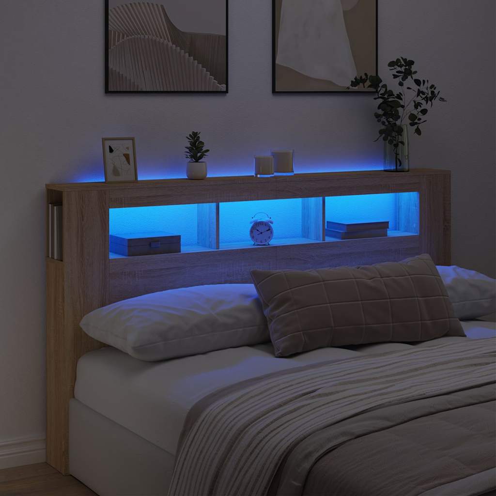 LED uzglavlje boja hrasta sonome 180x18,5x103,5 cm