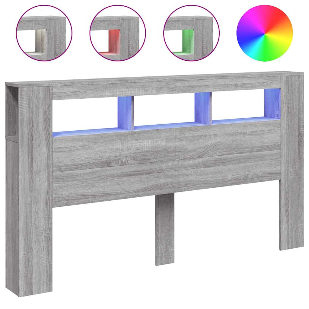 LED uzglavlje boja hrasta 180x18,5x103,5 cm konstruirano drvo