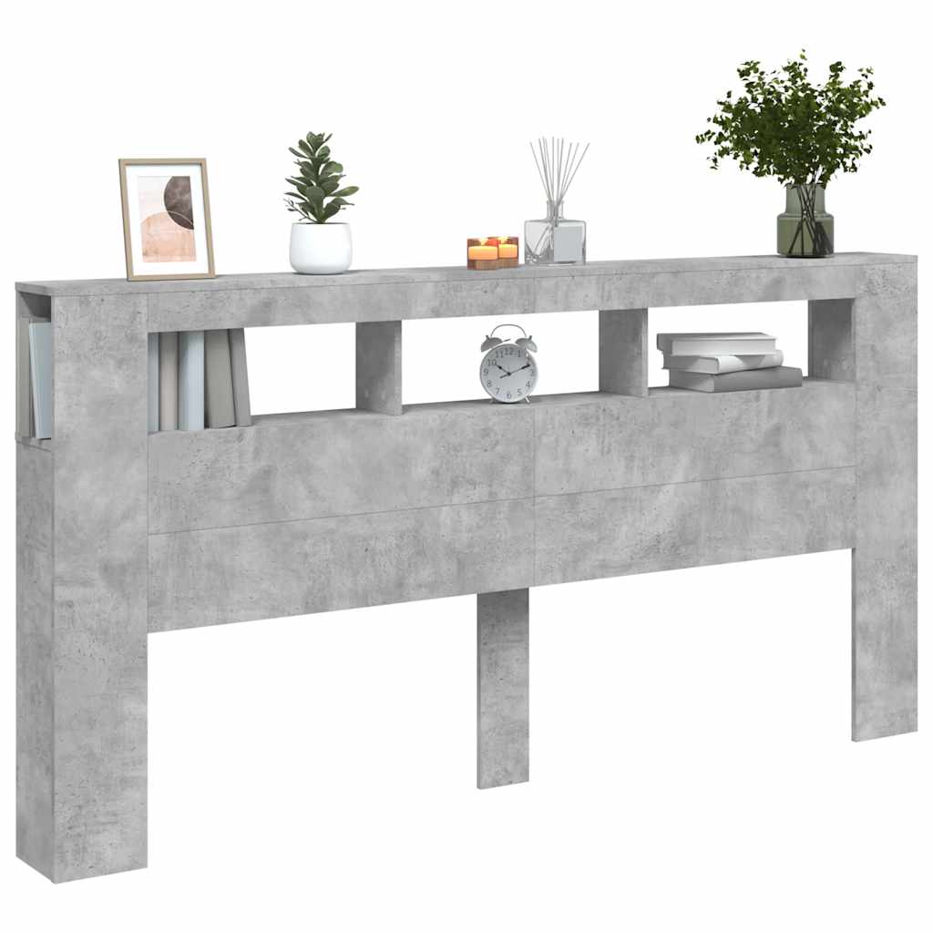 LED uzglavlje siva boja betona 200x18,5x103,5 cm