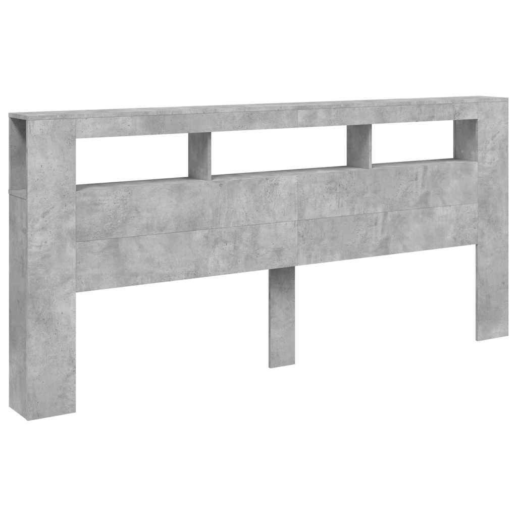 LED uzglavlje siva boja betona 220x18,5x103,5 cm