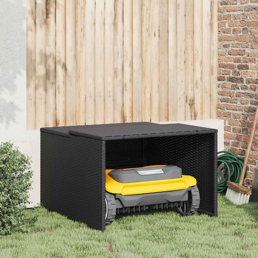 Garaža za robotsku kosilicu crna 86x90x52/57 cm od poliratana